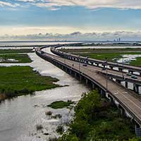 Highway over marsh.