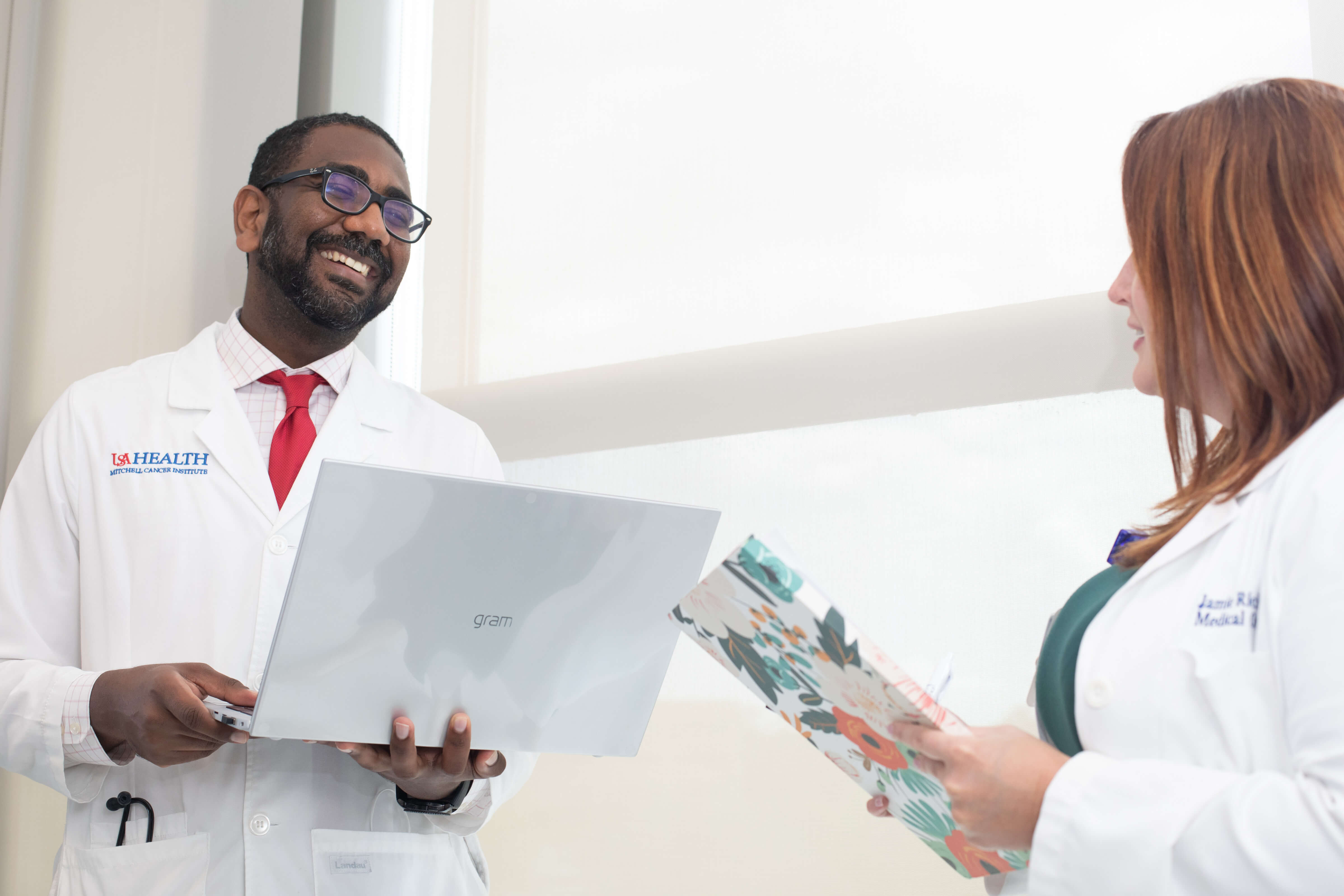 Abdalla with colleague