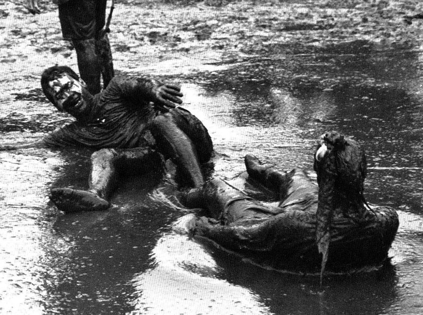 Two people playing Oozeball in the 1980s.