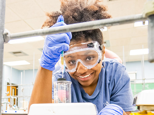 Student in a lab