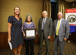 Letitia Myers, Shea Sadler, and President Dr. Tony Waldrop