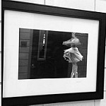 Ballerina dancing in black and white photo