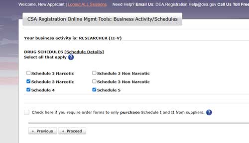 Screenshot of Drug Schedules
