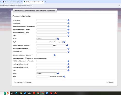 Screenshot of Personal Information