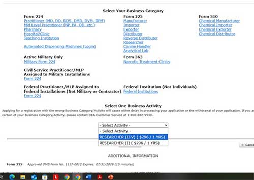Screenshot to select researcher