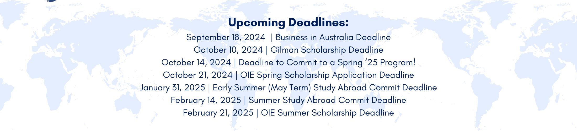 upcoming deadlines